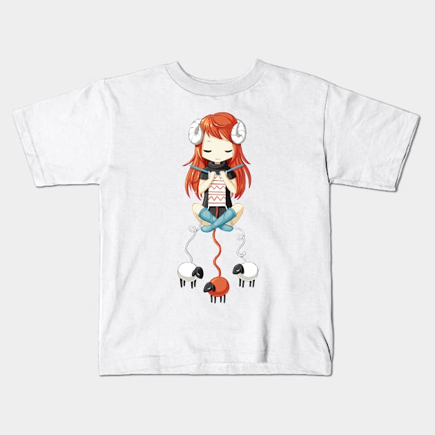 Knitting Meditation 2 Kids T-Shirt by Freeminds